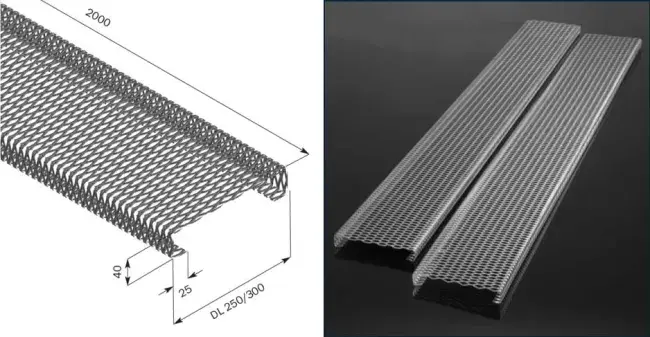 Detail fold of an expanded metal grille Detail fold of an expanded metal grille