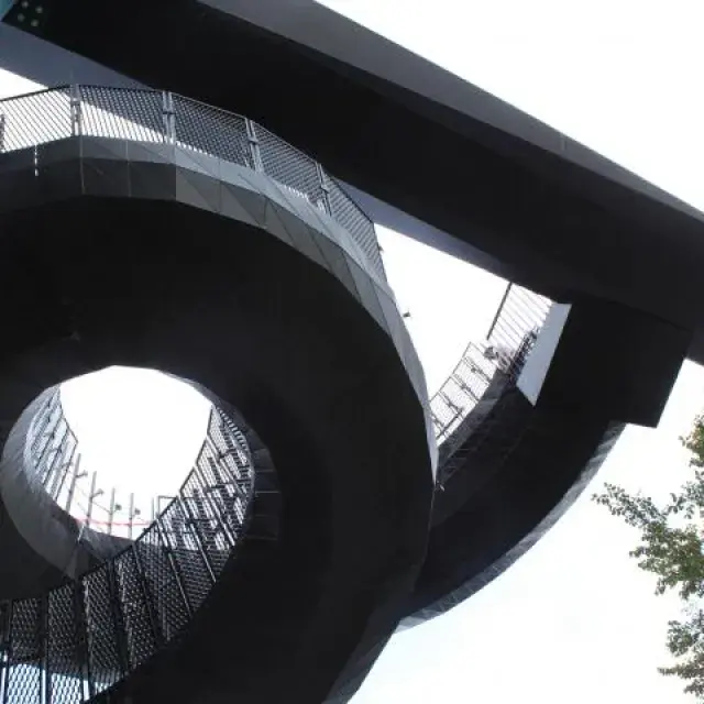 View of the staircase from the lower bank